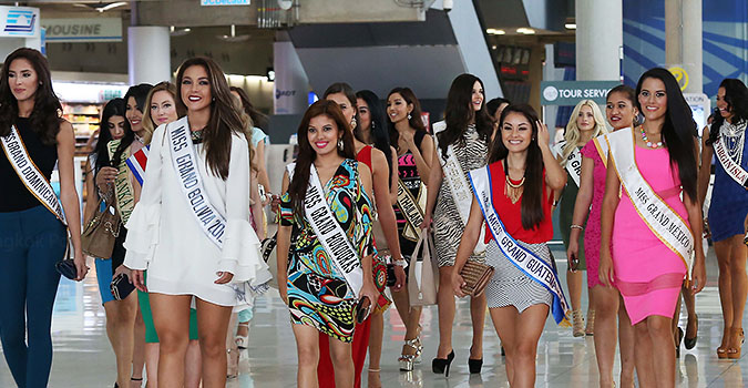 Miss Grand International 2015 pageant arrived in Bangkok airport,Arrival Suvarnabhumi Airport 
