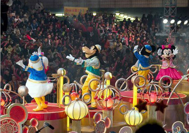 Mickey and Friends at the Hong Kong Disneyland Float new year parade