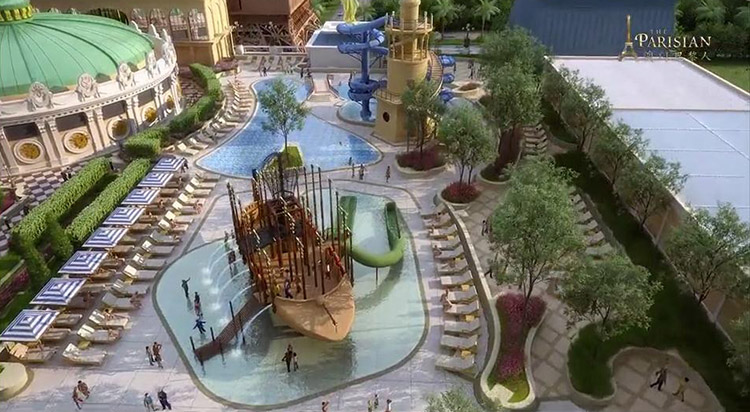 Macau water world, Macau Parisian, play water, water world for family, outdoor pool, open air pool deck,water device,cool summer, water pool