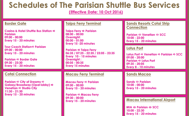 Shuttle Bus to The Parisian Macao Timetable 2017, Parisian Macao free shuttle bus, Parisian Macao complimentary shuttle 2017, Parisian Macao shuttle schedule 2017, shuttle bus to Parisian Macao, Eiffel Tower Macau shuttle bus 2017, free shuttle to Parisian Macao, Parisian Macao shuttle timetable 2017, Parisian Macao shuttle bus timing 2017, Parisian Macao free shuttle schedule 2017, Parisian Macao free shuttle timetable, Parisian Macao complimentary shuttle schedule, Parisian Macao shuttle service, free shuttle to Parisian Macao 2017, complimentary shuttle to Parisian Macao 2017, Parisian Macau Eiffel tower shuttle bus, Eiffel Tower Macau free shuttle, Eiffel Tower Macau Observation Deck Ticket, Eiffel Tower Macau ticket reservation, Eiffel Tower Macau online booking, Eiffel Tower Macau ticket booking, Eiffel Tower Parisian Macau ticket reservation