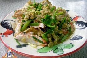 Thai curried crab claws, "Bu pad phong kari",SeafoodMenu price, MailBox, Phone Number, food consumption 