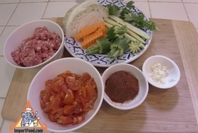 Spicy pork and tomato dip with veggies, "Nam prik ong",SaucesMenu price, MailBox, Phone Number, food consumption 